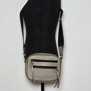 Botkier Chelsea Pebbled Leather Camera Crossbody Bag Taupe / Black Strap